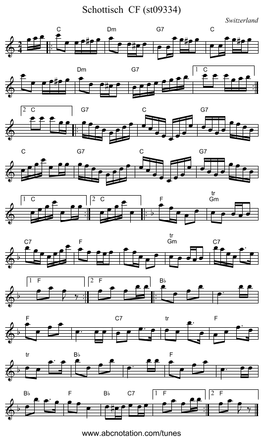 Schottisch  CF (st09334) - staff notation