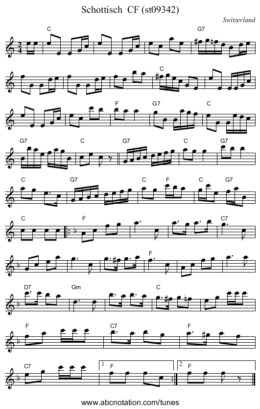 Schottisch  CF (st09342) - staff notation