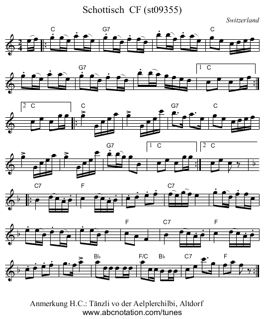 Schottisch  CF (st09355) - staff notation
