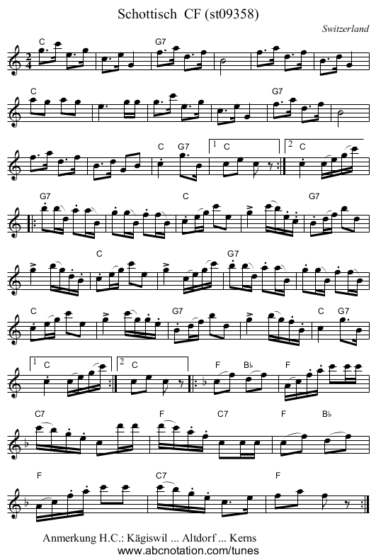 Schottisch  CF (st09358) - staff notation