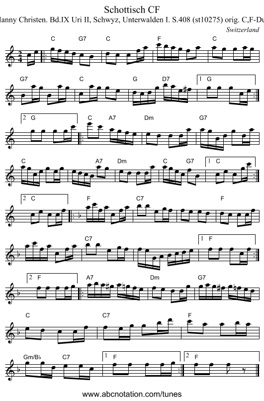 Schottisch CF - staff notation