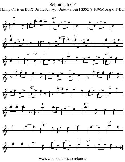 Schottisch CF - staff notation