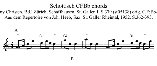 Schottisch CFBb chords - staff notation