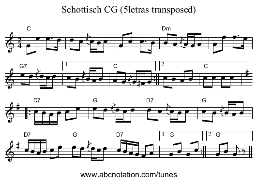 Schottisch CG (5letras transposed) - staff notation