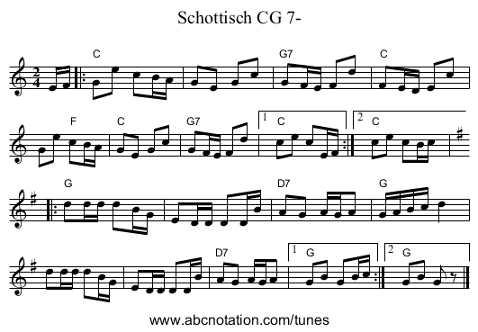Schottisch CG 7- - staff notation