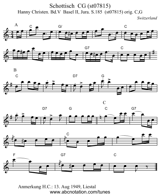 Schottisch CG (st07815) - staff notation