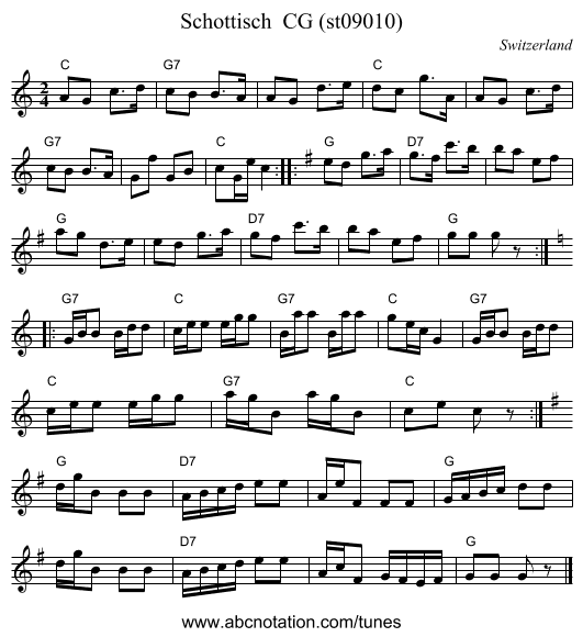 Schottisch  CG (st09010) - staff notation