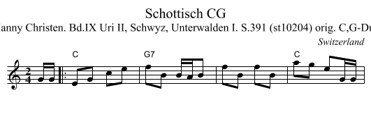 Schottisch CG - staff notation