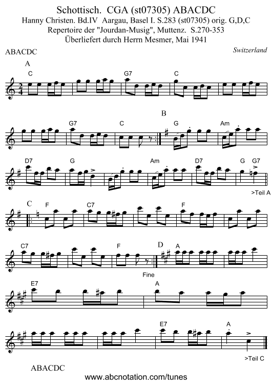 Schottisch.  CGA (st07305) ABACDC - staff notation