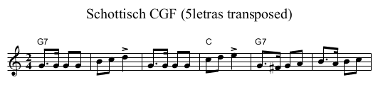 Schottisch CGF (5letras transposed) - staff notation