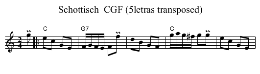 Schottisch  CGF (5letras transposed) - staff notation
