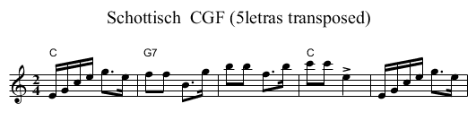 Schottisch  CGF (5letras transposed) - staff notation