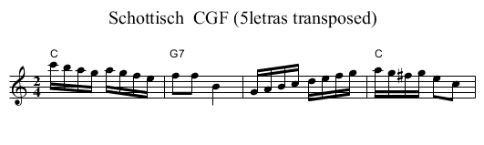 Schottisch  CGF (5letras transposed) - staff notation