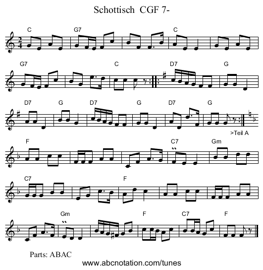 Schottisch CGF 7- - staff notation