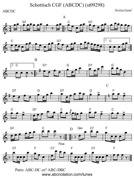 Schottisch CGF (ABCDC) (st09298) - staff notation