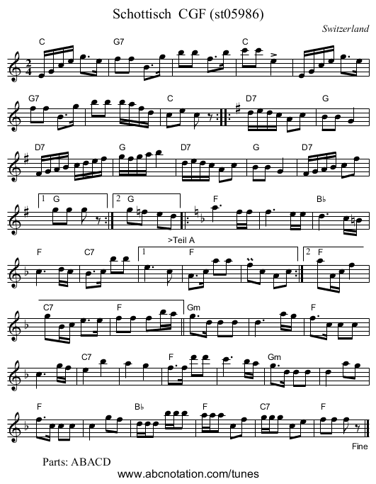 Schottisch  CGF (st05986) - staff notation