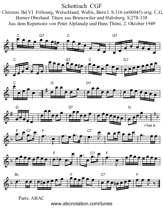 Schottisch  CGF - staff notation