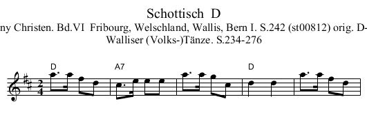 Schottisch  D - staff notation