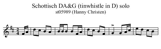 Schottisch DA&G (tinwhistle in D) solo - staff notation