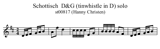 Schottisch  D&G (tinwhistle in D) solo - staff notation