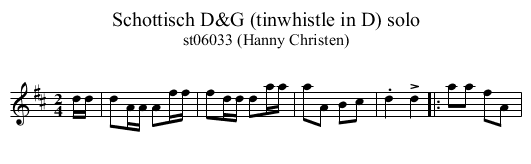 Schottisch D&G (tinwhistle in D) solo - staff notation