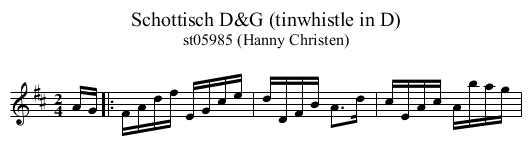 Schottisch D&G (tinwhistle in D) - staff notation