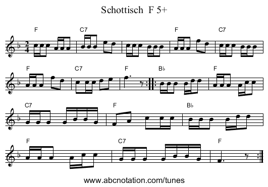 Schottisch  F 5+ - staff notation