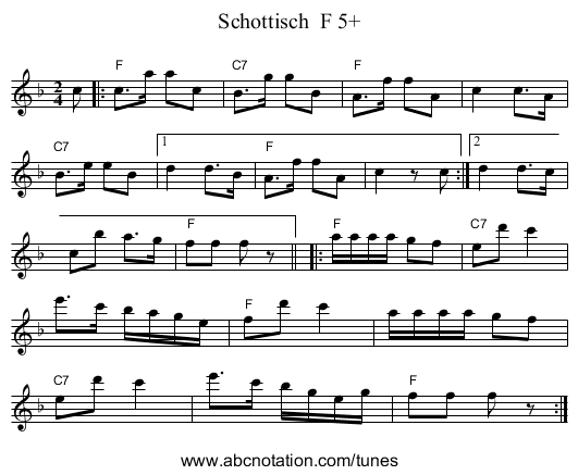Schottisch F 5+ - staff notation