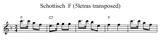Schottisch  F (5letras transposed) - staff notation