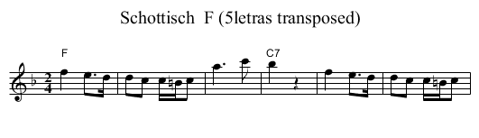 Schottisch  F (5letras transposed) - staff notation