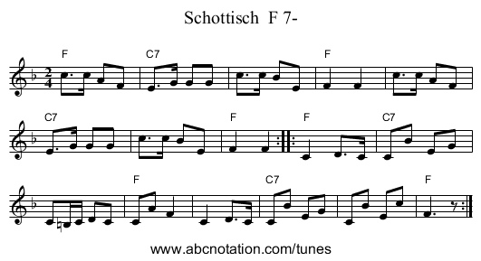 Schottisch F 7- - staff notation
