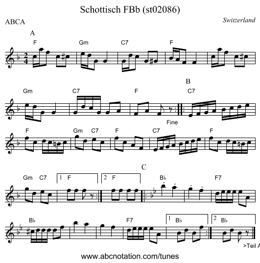 Schottisch FBb (st02086) - staff notation