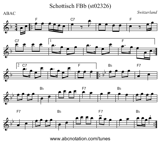Schottisch FBb (st02326) - staff notation