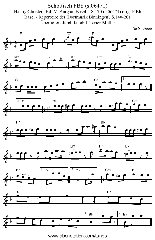 Schottisch FBb (st06471) - staff notation