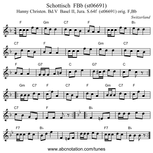 Schottisch  FBb (st06691) - staff notation
