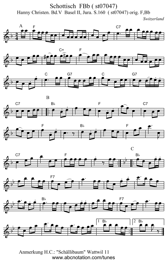 Schottisch  FBb ( st07047) - staff notation