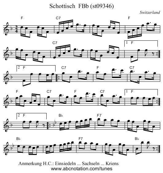 Schottisch  FBb (st09346) - staff notation