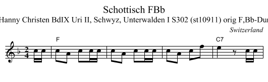 Schottisch FBb - staff notation