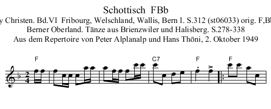 Schottisch  FBb - staff notation