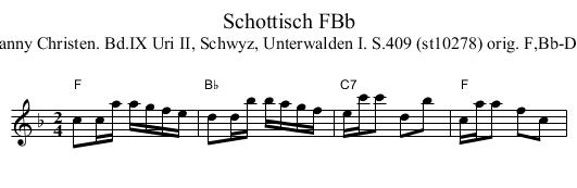 Schottisch FBb - staff notation