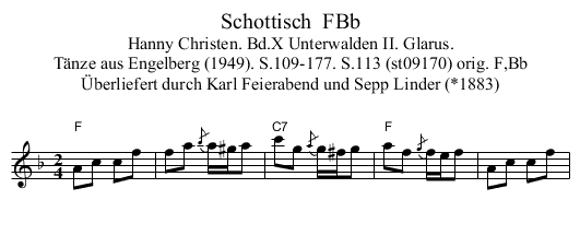 Schottisch  FBb - staff notation