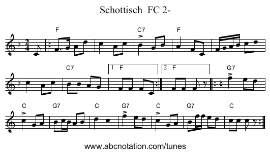 Schottisch  FC 2- - staff notation