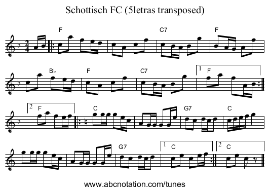 Schottisch FC (5letras transposed) - staff notation