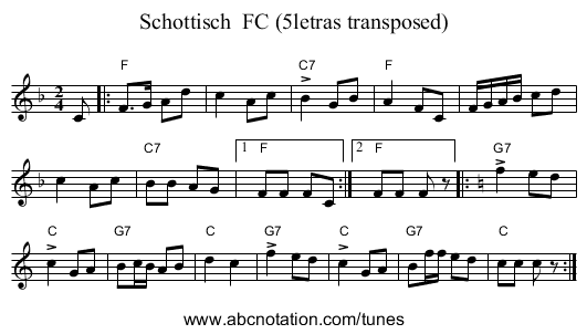 Schottisch FC (5letras transposed) - staff notation