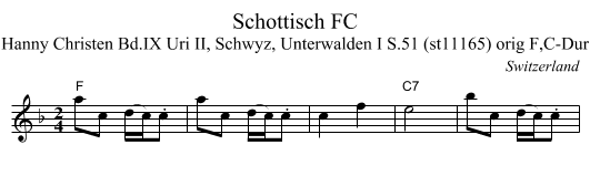 Schottisch FC - staff notation