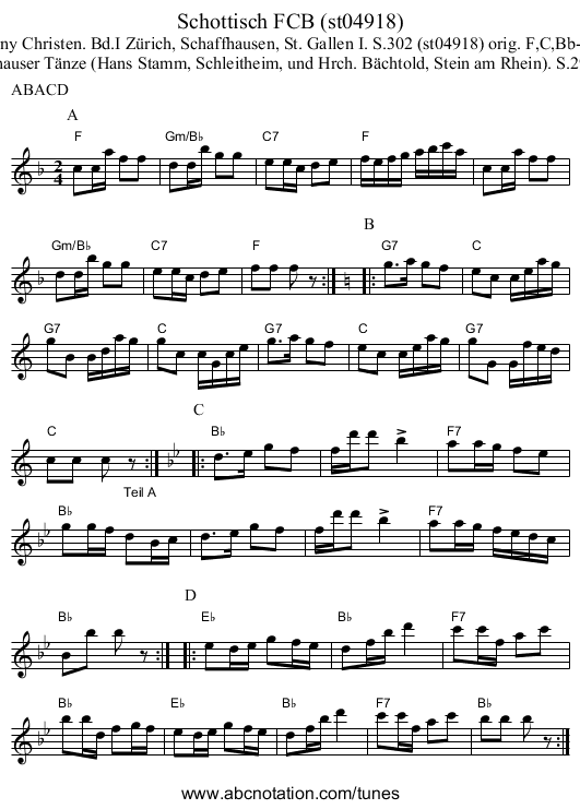 Schottisch FCB (st04918) - staff notation