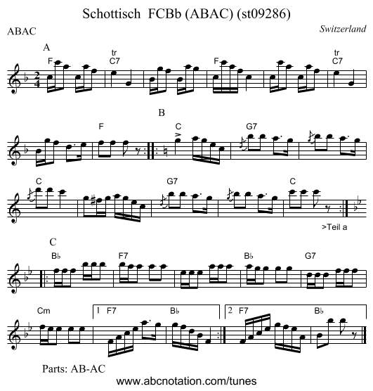 Schottisch FCBb (ABAC) (st09286) - staff notation
