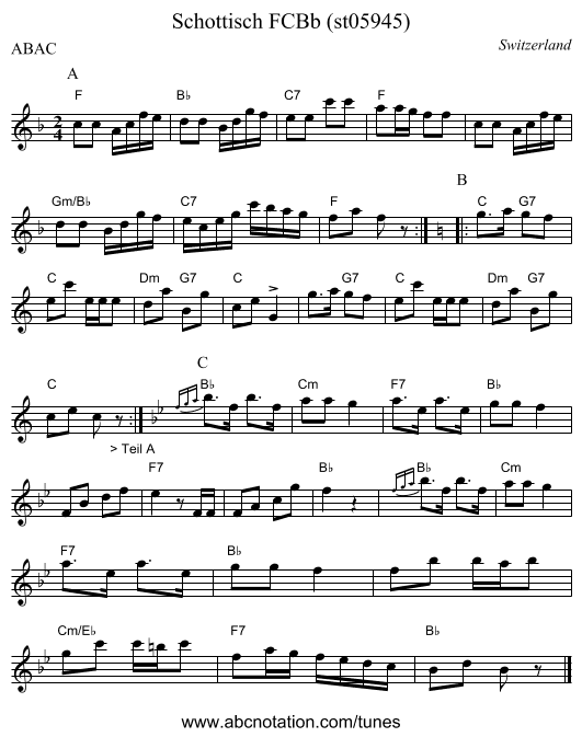Schottisch FCBb (st05945) - staff notation