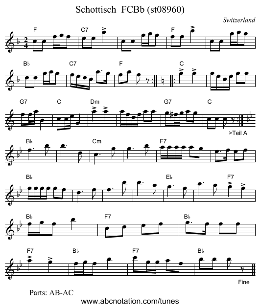 Schottisch FCBb (st08960) - staff notation