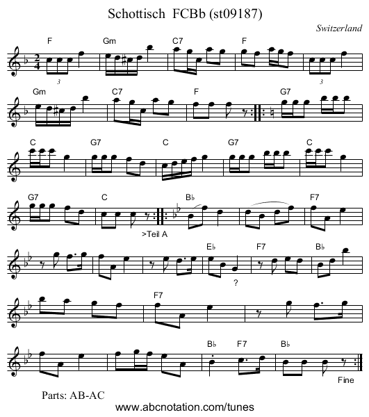 Schottisch FCBb (st09187) - staff notation